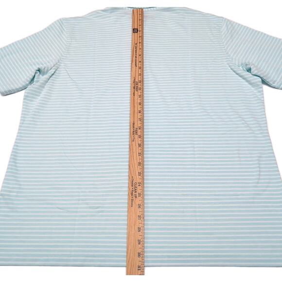 Peter Millar Light Blue and White Striped Polo Shirt - Picture 15 of 16